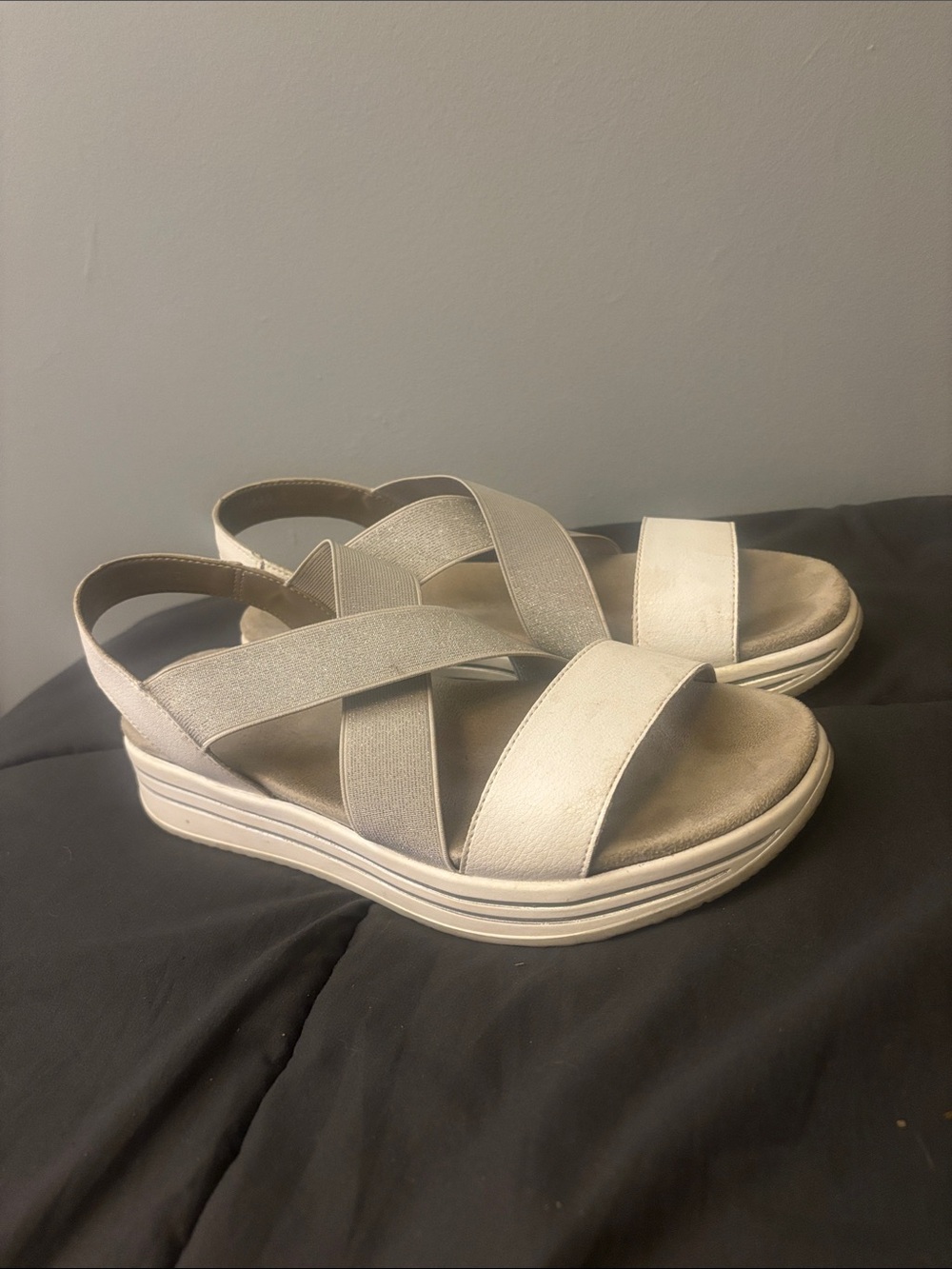 Rieker Cream Strappy Platform Slingback Sandals